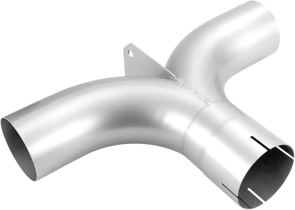 Universal 5" Exhaust Elbow Y Pipe with Divider, 5" Inlet (ID) 5" Outlet (OD), Aluminized Y Pipe