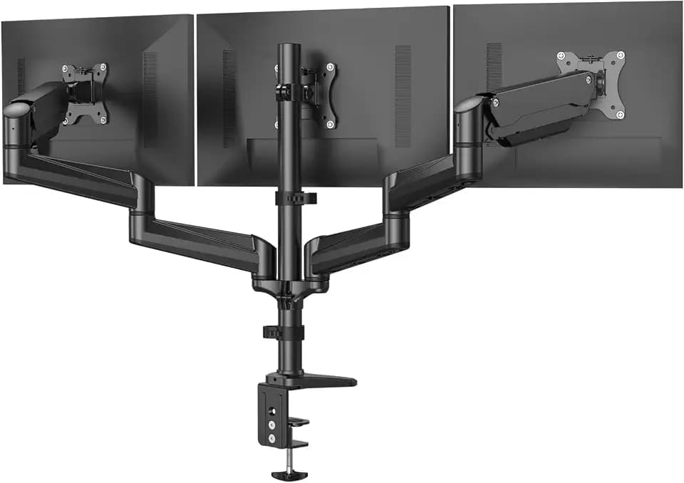 HUANUO Monitor Halterung 3 Monitore für 17-32 Zoll Bildschirme, Bildschirmhalterung 3 Monitore Höhenverstellbar, Monitorarm, Tragen Sie 8 kg pro Arm, Schwarz Gaming