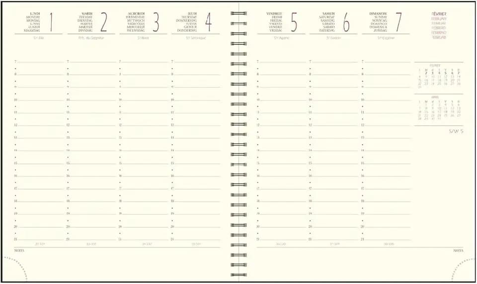 EXACOMPTA - 1 Wochenkalender Spiralbindung Eurotime 18 S, Januar 2027 bis Dezember 2027, Maße 15 x 17 cm