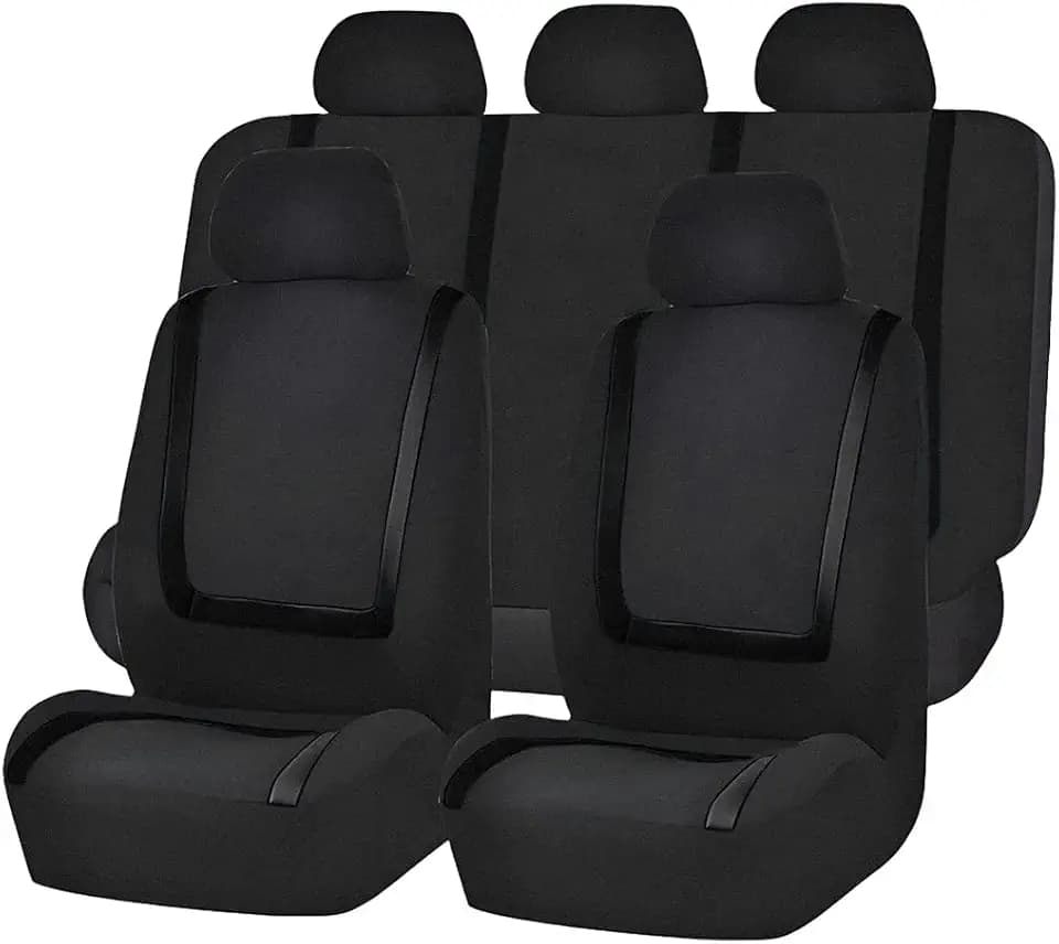 Zpana Full Set Car Seat Covers, Split Non-Slip Seat Protector, Black