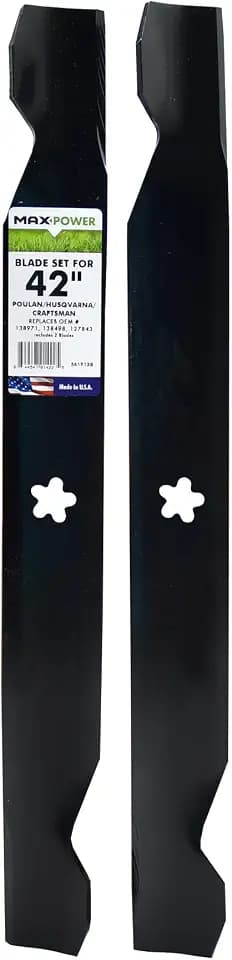 MaxPower 561713B 2-Blade Set for 42" Cut Poulan/Husqvarna/Craftsman Replaces 138498, 138971, 127843, 532138971, 532127843, 532138498, CMXGZAM110136
