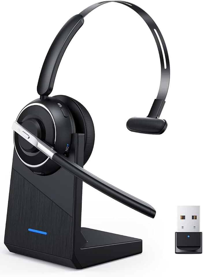 Wireless Headset with Mic for Work Bluetooth Headset with Microphone for PC