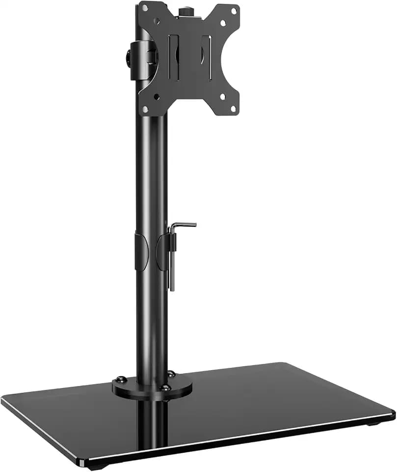 MOUNT PRO Single Monitor Stand Fits Max 32 inch Screen, Free-Standing Computer Desk Stand, Display Mount with Height Adjustable, Swivel, Tilt, Rotation, VESA Monitor Stand 100x100