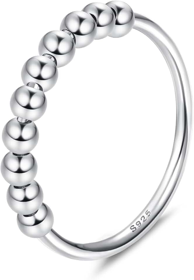 Milacolato 925 Sterling Silber Angst Spinning Ringe mit Perlen Band Ring für Dünne Stapelbare Ringe für Damen