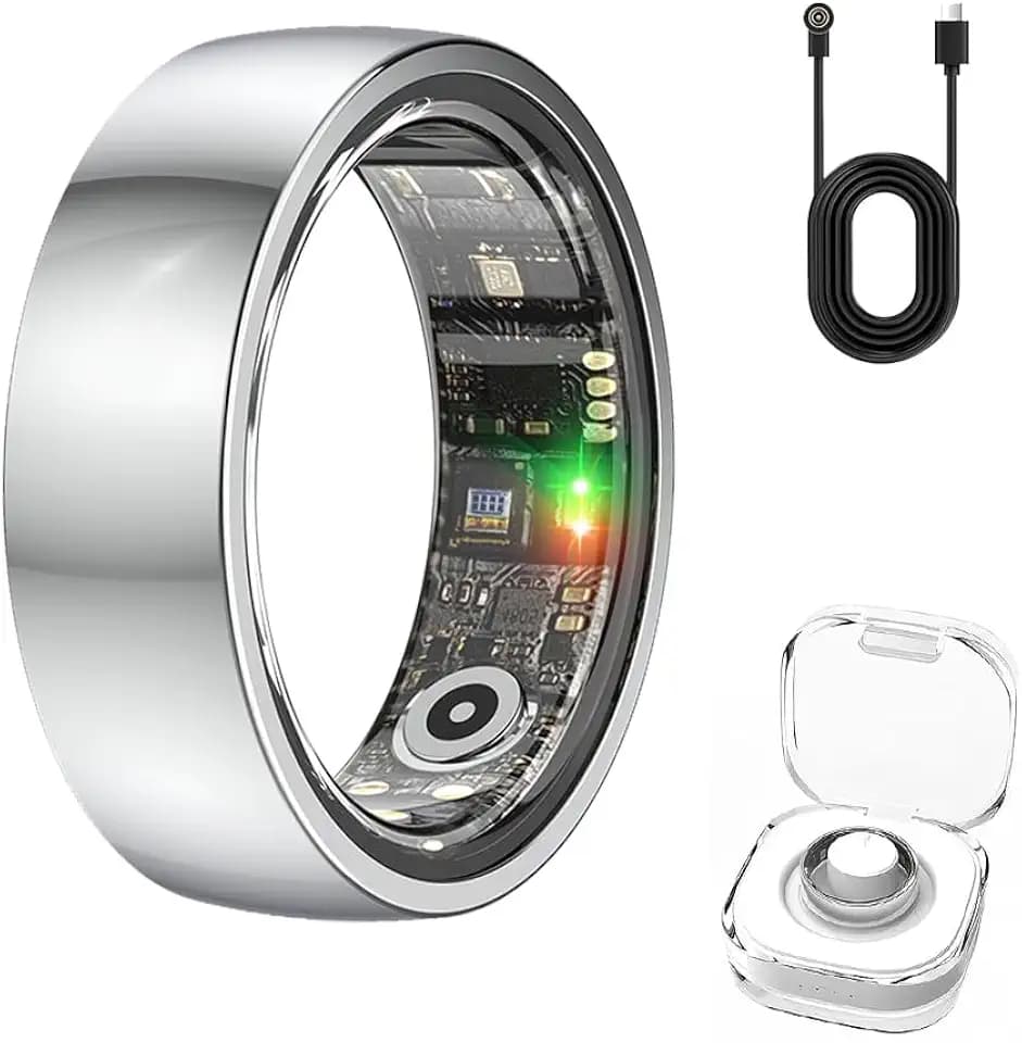 Smart Ring Fitness Tracker with GPS Route (Silver, #7)
