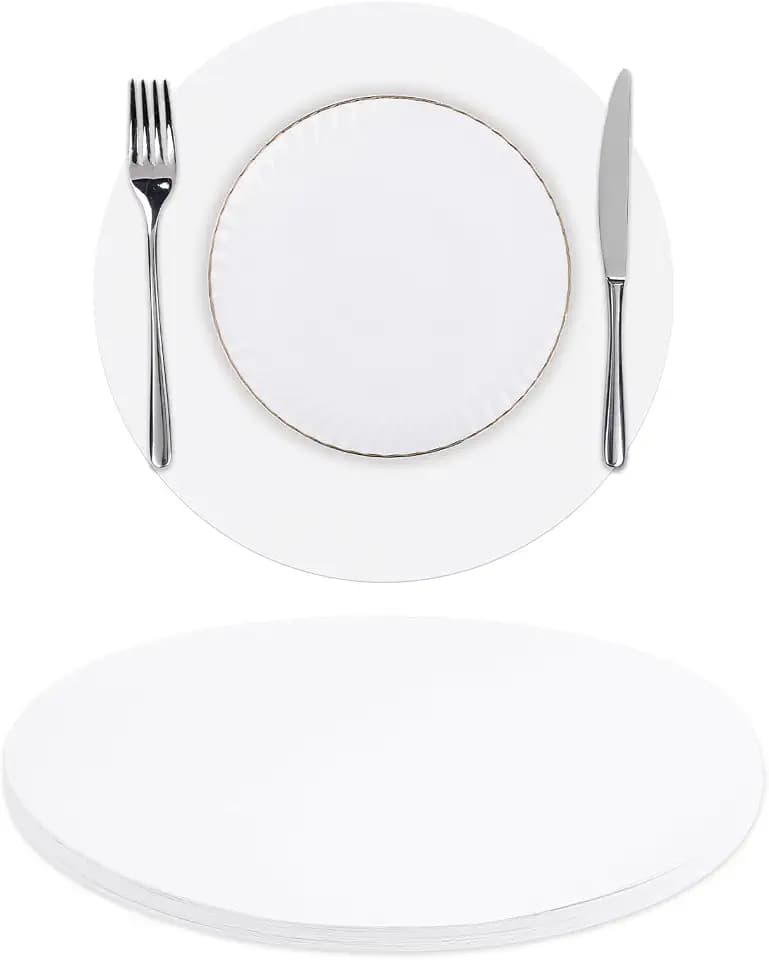 SHACOS 100 PCS Round Paper Placemats 13 inch Disposable Paper Place Mats for Dinner Wedding Birthday Party Festival Table Decoration Indoor Outdoor, White