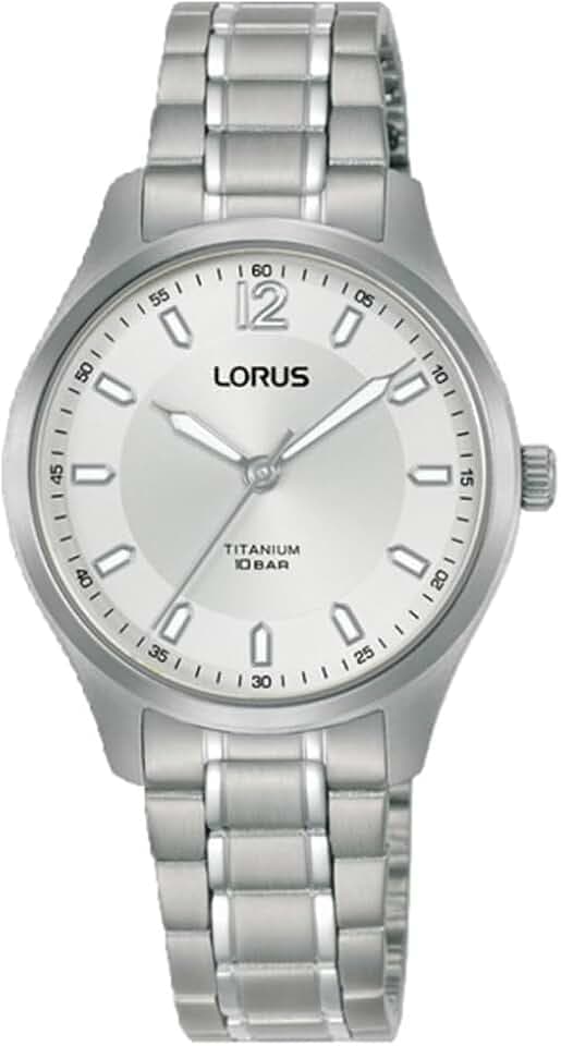 Lorus Herren Analog Quarz Uhr mit Titan Armband,Silber