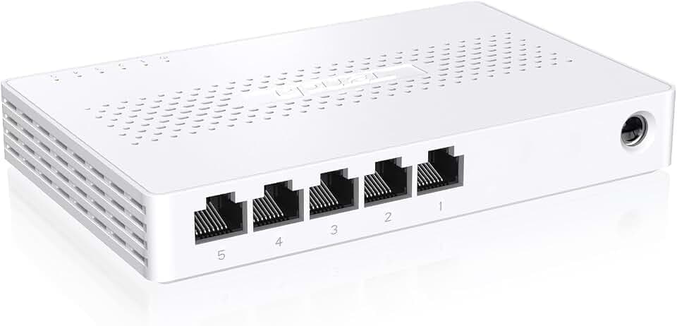 Tenda Switch 2.5 Gigabit 5-Port Netzwerk Switch 2.5 Gbit LAN Verteiler Weiß | Plug & Play Ethernet Switch, Lüfterlos, Wandmontage, Unmanaged LAN Switch für 2,5G NAS, WiFi 6/7 AP, Gaming-PC (SE105)