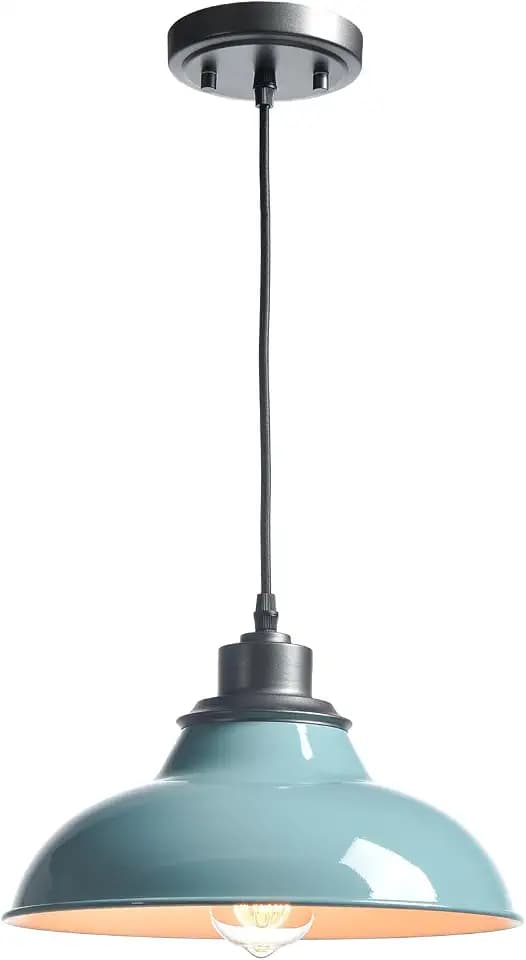 Macaron Pendant Light Fixture with Sea Blue Green Shade