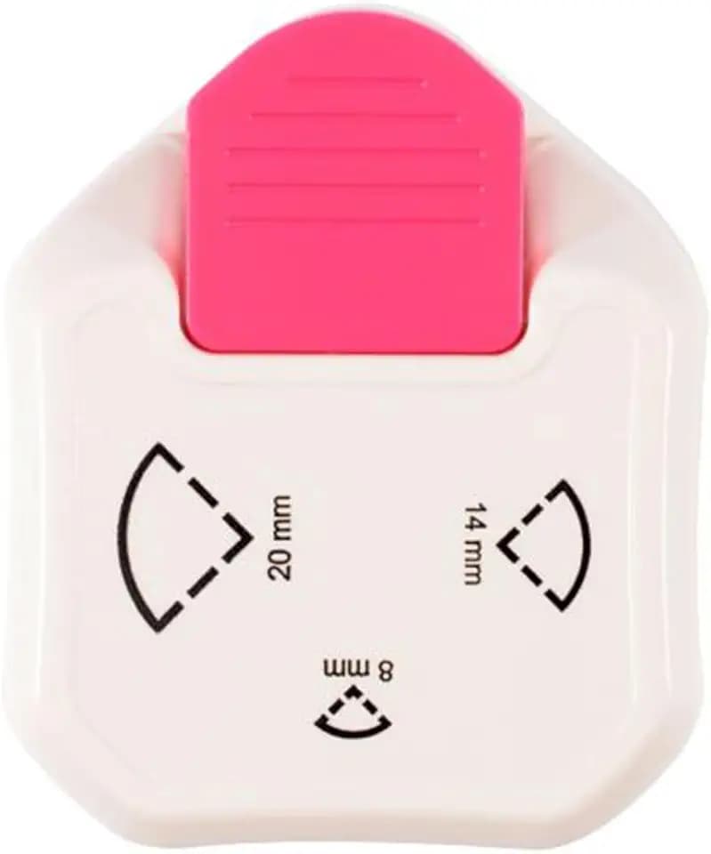 Vaessen Creative 3-in-1 Etiketten Eckenstanzer Ticket, 8,14,20mm, Ecken Nach Innen Abrunden, Pink / San Diego