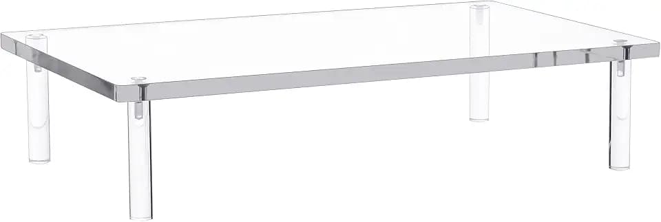 Jusalpha Acrylic Monitor Stand - 10mm Thickness Clear Platform - 14.5'' x 9'' x 3.4'' Desktop/ Laptop/ Monitor Riser Stand- for Laptop, Printer, Computer, Flat Screen LCD TV (1 Stand)
