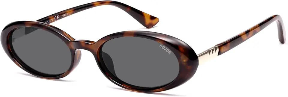 SOJOS Polarized Oval Sunglasses for Women, Chic 90s Vintage, UV400 Lightweight Retro Frame Sunnies SJ2676