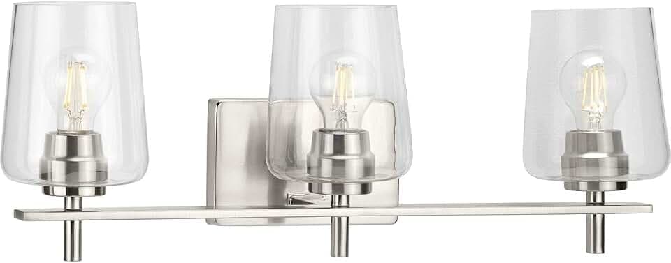 Progress Lighting Calais 3-Light Bath Vanity Light, Brushed Nickel