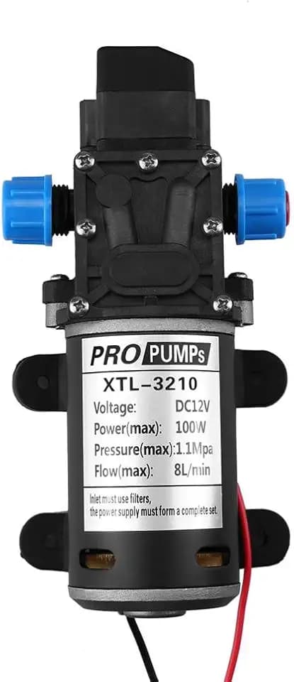 DC 12 V 100 W Hochdruck-Wasserpumpe, 8 l/min, 160 psi, selbstansaugende Membran-Wasserpumpe, für Wohnmobile, und Wohnwagen, kleine Boote, Bewässerung