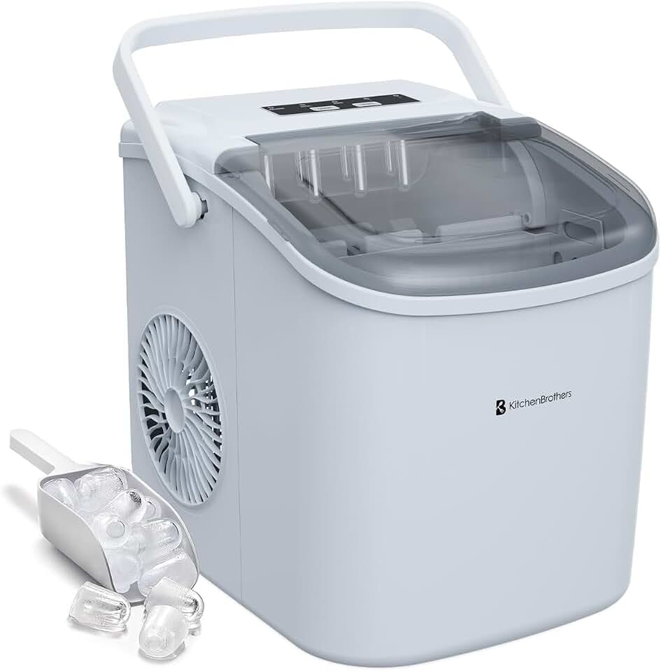 KitchenBrothers Eiswürfelmaschine Klein - Eiswürfel Maschine, Würfel - Ice Cube Maker - Eiswürfelbereiter - Ice Maker - Eiswürfelmaschinen - Ice Crusher - Eiscrusher