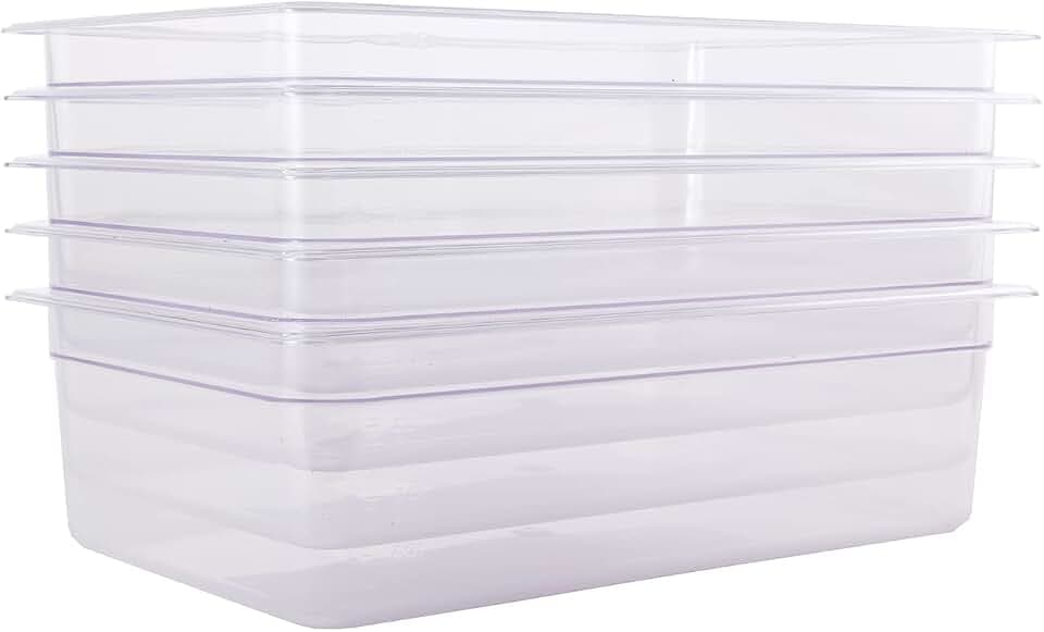 6-Pack 6-Inch Deep Clear Polycarbonate Food Pans - Full Size Commercial Hotel NSF Pans (20.9" x 12.8"), 20.6 Qt Capacity, NSF Certified, for Restaurants, Hotels & Catering