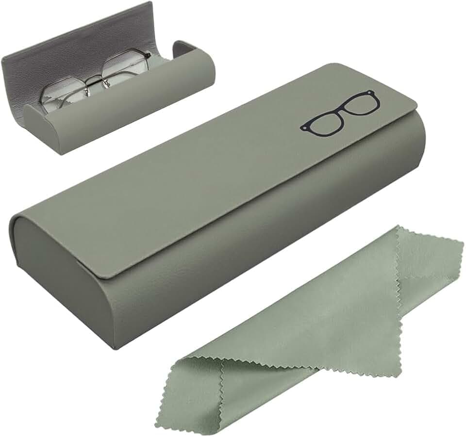 Brillenetui Hardcase, Premium PU Leder Brillenetui Schwarz Brillen Etui Damen und Herren Wird mit einem Mikrofasertuch für Sonnenbrille Lesebrille Sportbrille