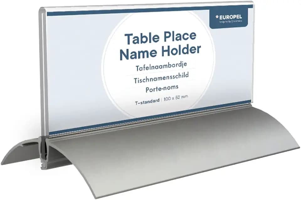 EUROPEL 350086-Tisch-Namensschild, Aluminium Acryl, 61 x 150mm, 2 Stück., 61 x 150 mm