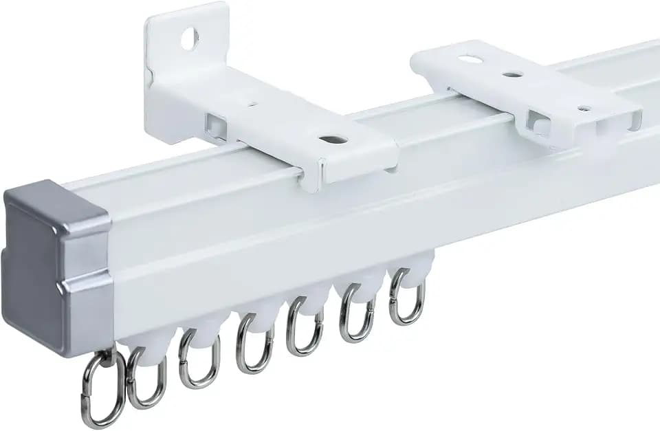Deckenvorhangschiene aus Aluminium – flexibel und biegbar für Fenster, Duschen, Krankenhäuser, Wohnmobile und Kojen – Wand- oder Deckenmontage Ceiling (White - 3M)