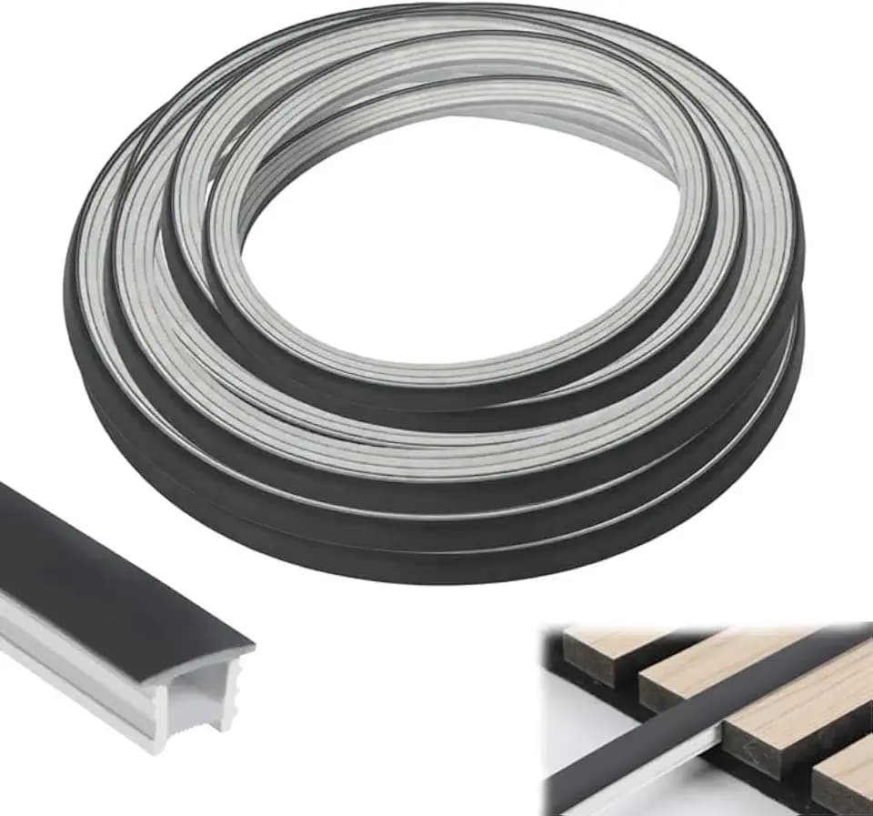 LED Silikon Profil Schwarz, 12x12mm Flexibles LED-Streifen Diffusor Kanal für Akustikpaneele Wasserdicht Led Strip Abdeckung für Homogene Lichtverteilung Neon Effekt (Ohne LED-Streifen) (Schwarz, 5M)