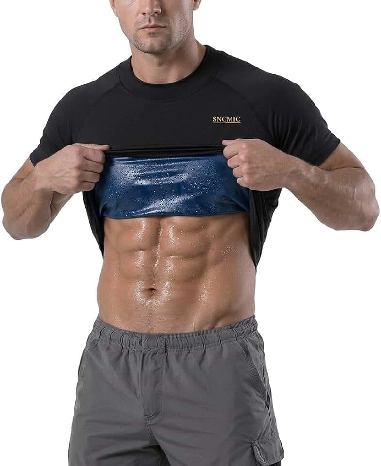 Sauna Shirt for Men – Compression Heat Trapping Workout Shirt – Sweat Enhancing Gym T-Shirt for Weight Loss