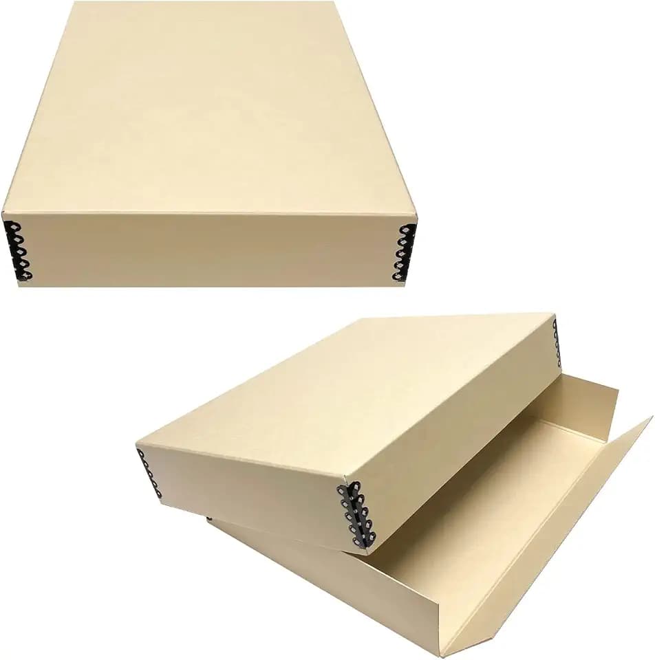 Lineco Drop Front Archival Storage Box, 11.75x15.25x3 in, Tan, 2 Pack