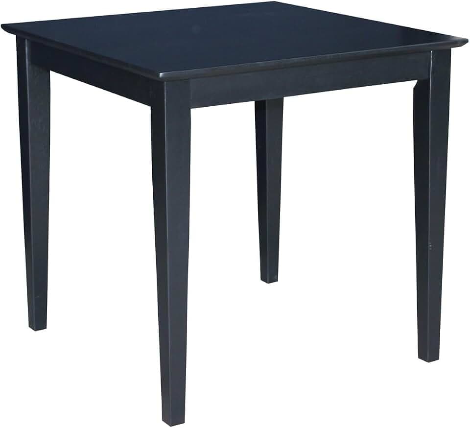 IC International Concepts Solid Wood Top Dining Table, 30" H, Black