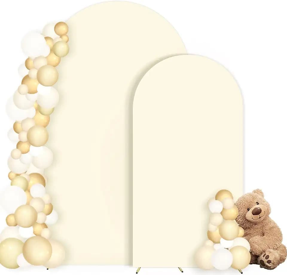 MLMC Arch Backdrop Cover Set of 2 6+7.2FT Beige Spandex Backdrop Cover