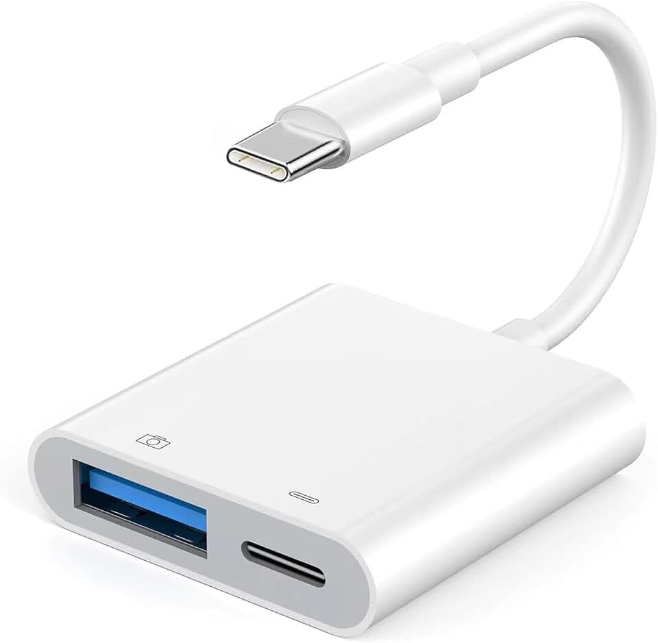 USB C to USB Camera Adapter for iPhone 17,Portable USB C Male to Female US-B OTG with Fast Charging Port for iPhone 17/Air/17Pro/16/16 Pro/16 Pro Max/15/15 Pro Max to US-B Flash Drive/Keyboard/Mouse