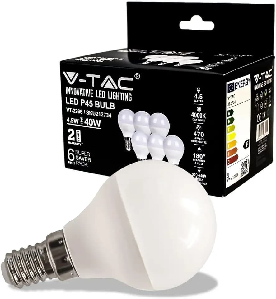 V-TAC VT-2266 Mini LED-Glühbirne SMD P45 4,5W E14 Naturweiß 4000K - (6 Stück im Karton) SKU 212734
