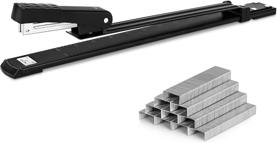 Deli Langarmhefter, langer tacker für Broschüren und Buchbindung, 25 Blatt, Schwarz