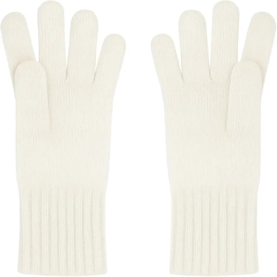 Damenhandschuhe aus Angora-Wollmischung, rasiert mit gerippten Bündchen 2 x 2 - Handarbeit - Made in Italy