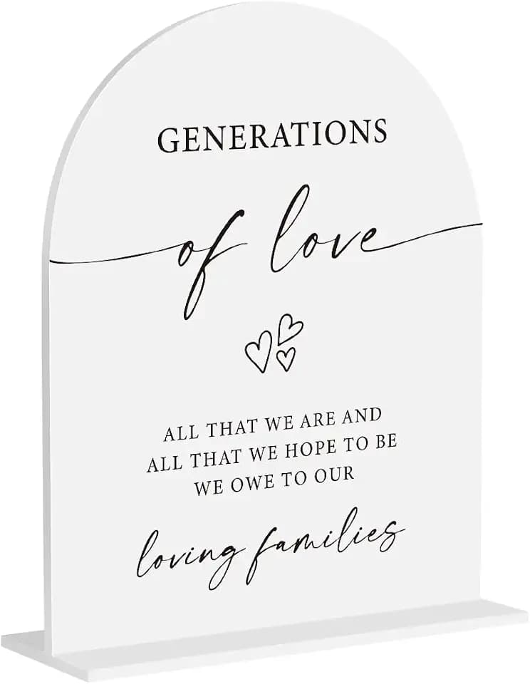Generations Of Love Wedding Sign, All That We Hope To Be Sign Wedding Engagement Bridal Shower Decor for Ceremony Party Reception Table Decor 8 x10 Inch