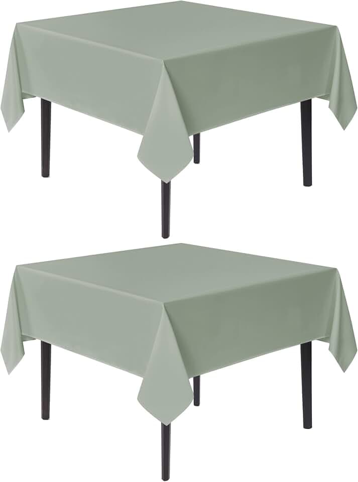 sancua Square Tablecloths 54x54 Inch Sage Green Fabric Table Cloth, 2 Pack