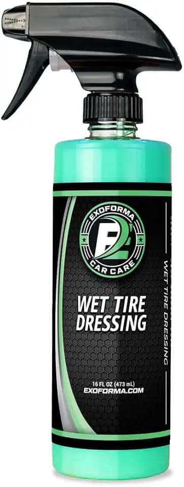 ExoForma Wet Tire Dressing Spray - Extremely High Shine Tire Dressing for That Wet Look - No Sling, Non-Greasy Silicone Formula with UV Protection - Easy to Apply, Minimal Cure Time - 16 fl oz
