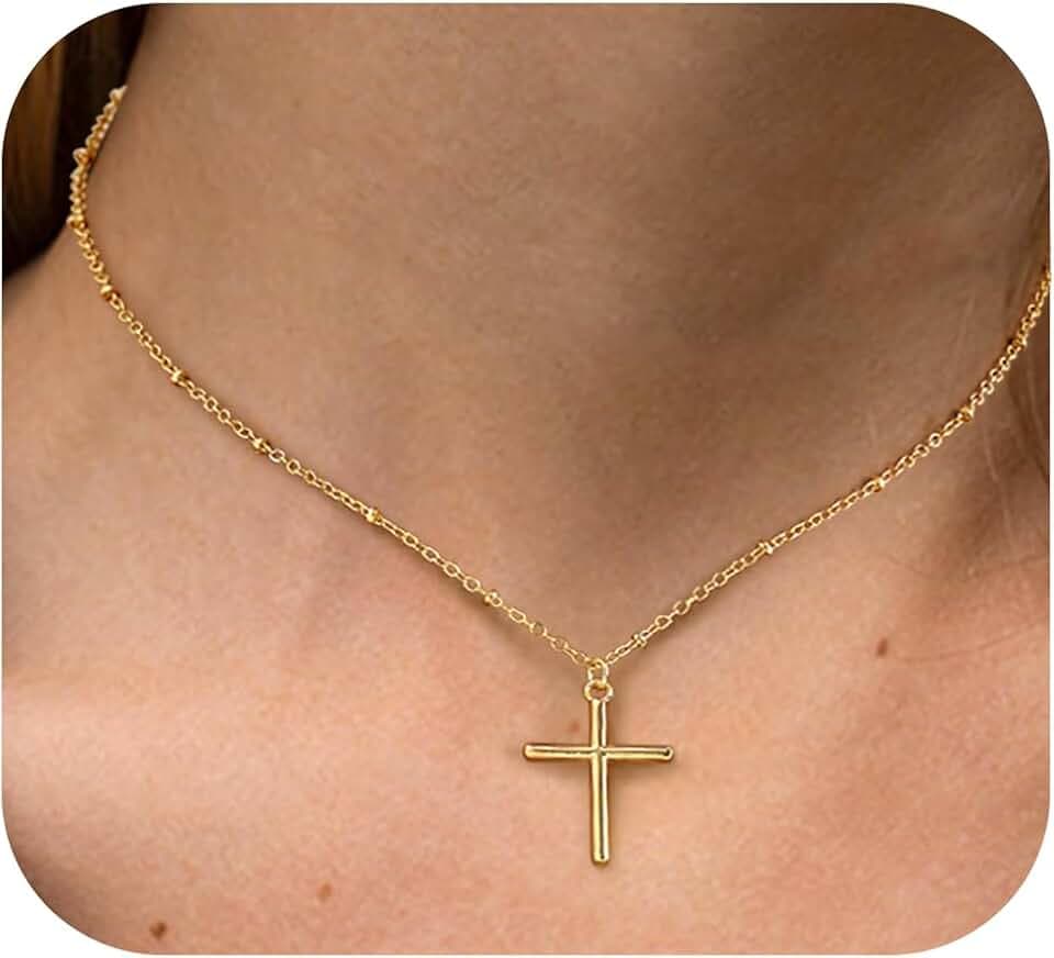 Cross Necklace for Women 14K Gold Plated/925 Sterling Silver Dainty Pendant Simple Trendy Non Tarnish Necklace for Women