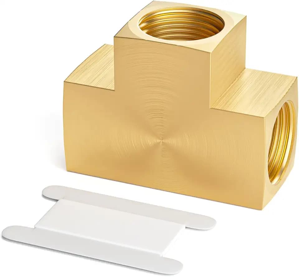 GASHER 1 Pcs Brass Barstock Tee, 3/8" x 3/8" x 3/8" NPT Female Pipe Fittings