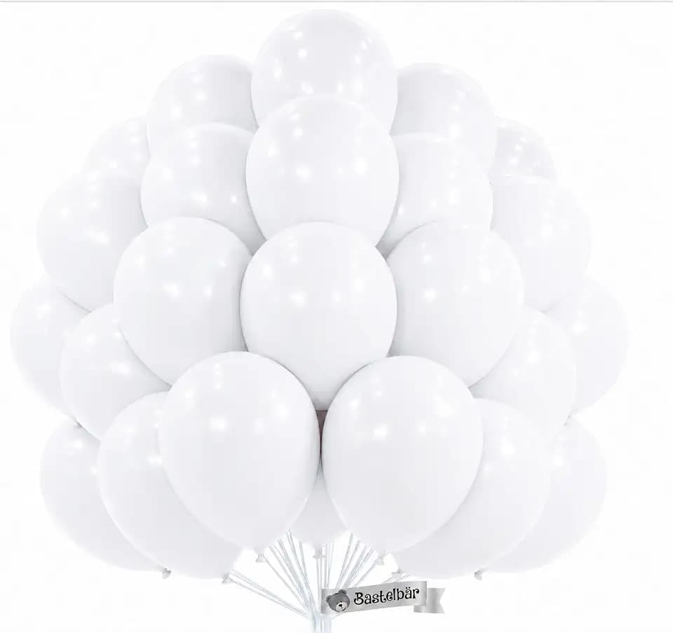 Luftballons Weiß – 100 Stück, Ø 27 cm, Hochzeit, Taufe, Party & Geburtstag