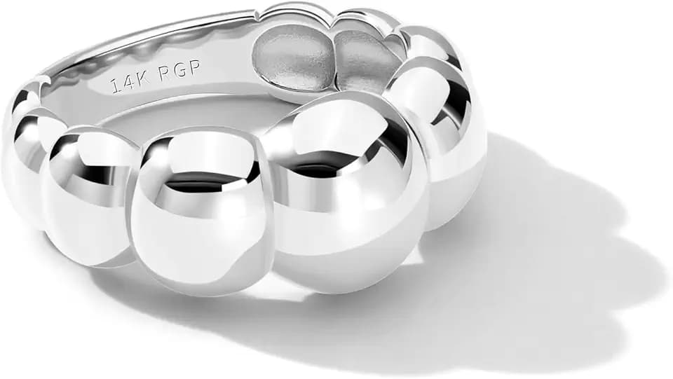 Chunky Dome Rings for Women and Men Cute Fat Puffy Statement Thumb Band High Polished Comfort Bubble Stackable Ring Size 5-10（Gold and Silver）