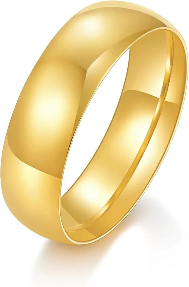 BORUO Wedding Band, Sterling Silver or Waterproof Gold Plated, Sizes 4-15