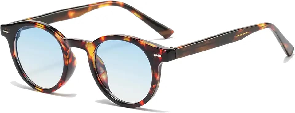 Long Keeper Vintage Small Runde Sonnenbrille Damen Herren Klassisch Unisex Stil Trendy Retro 70er Brille UV400 Schutz