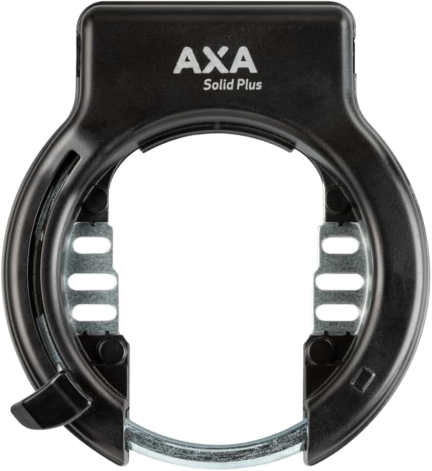 AXA Solid Plus Rahmenschloss Retractable – Sicherheitsstufe 11 – Breite Öffnung 57 mm – Einsteckkette Kompatibel – Schlüssel ist abziehbar – Schwarz
