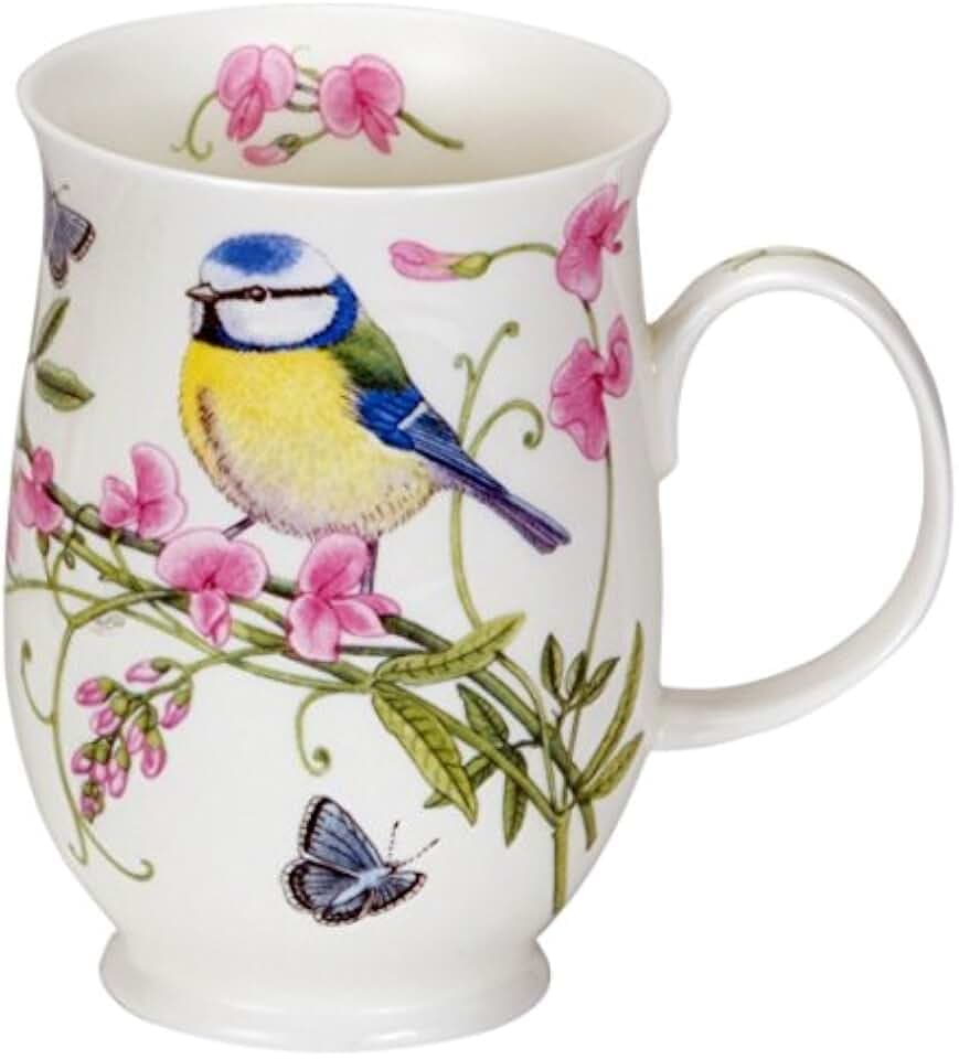 Dunoon Hedgerow Birds Blaumeise Becher, Porzellan, Becher, 310 Milliliter