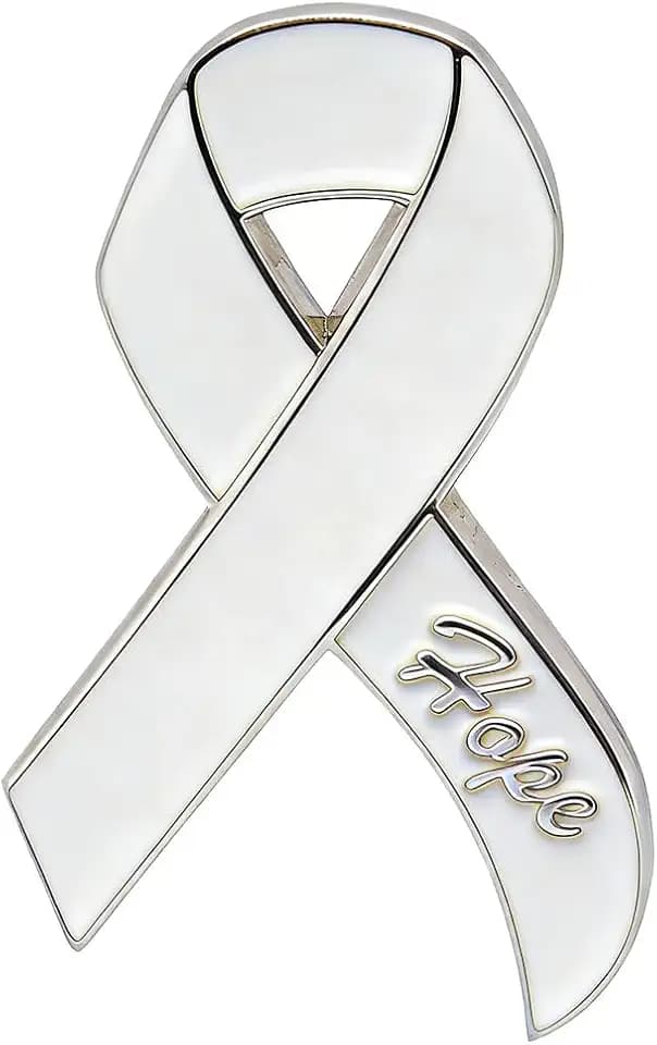 Lung Cancer Pin, White Ribbon Pin