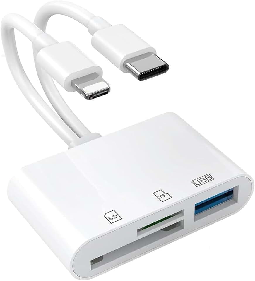 USB SD Card Reader for iPhone, MBODMI USB-C & Lightning Dual Port Connector
