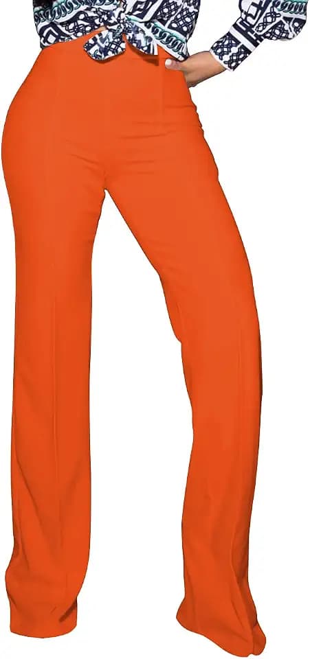 TOPSRANI Women High Waisted Dress Pants Work Trousers Slacks Bottoms Casual Pull On Long Stretch Solid Office Business