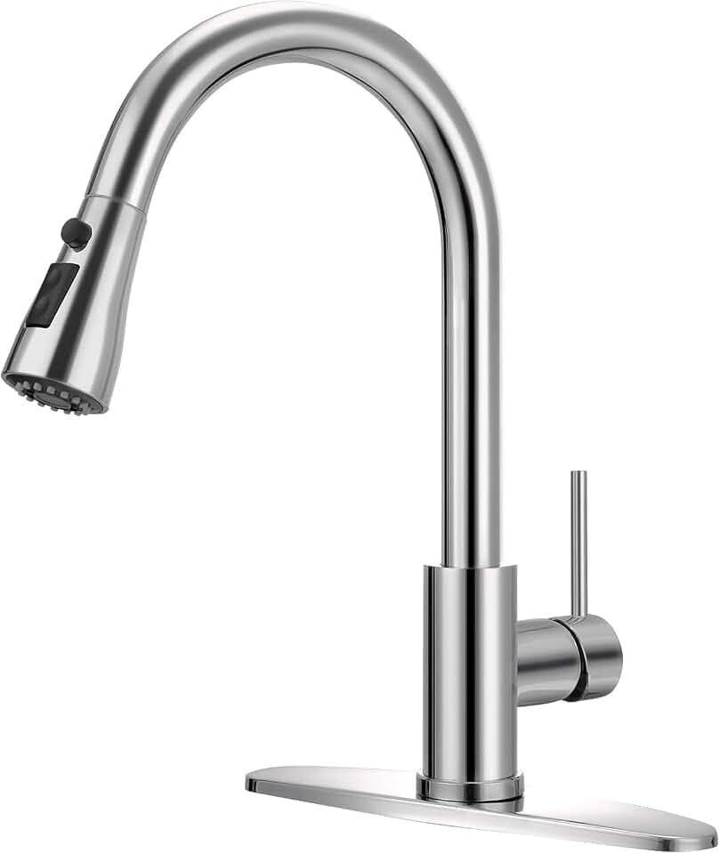 Kitchen Faucets with Pull Down Sprayer,Pull-Down Kitchen Faucet - Sleek and Classic Design for Effortless Kitchen Cleaning… (Polished Chrome)