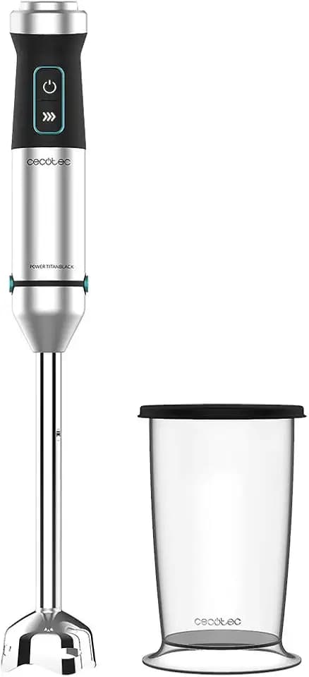 Cecotec Stabmixer Power TitanBlack 1500 XL. 1500 W, CrossBlades Technologie mit 4-Klinge-Blättern mit schwarzer Titan-Beschichtung, extralangem XL-Fuß, Spritzschutz-Klingeneinsatz