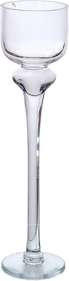 DRW Teelichthalter mit Glasfuß, transparent, 12 x 12 x 60 cm