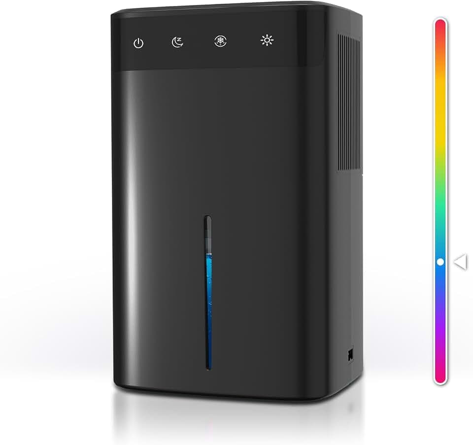 Luftentfeuchter -Black Elektrisch 2,6L, Leiser Raumentfeuchter für Keller, Bad & Schlafzimmer bis 32m², mit RGB Licht, Auto Abschaltung & Schlafmodus, Energiesparender Entfeuchter